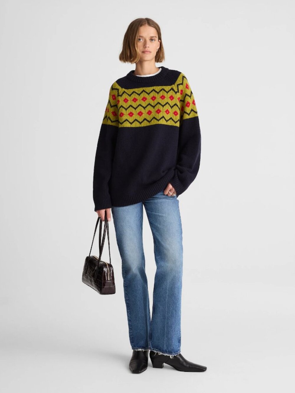 Alexa Chung x Madewell Fair Isle Knit in Navy Multi Fair Isle, Size Medium